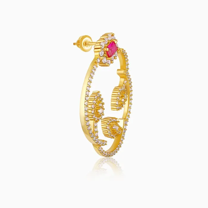 Golden Sparkly Floral Earrings Giva