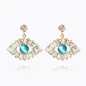 Greek Eye Statement Earrings / Crystal   Aquamarine Caroline Svedbom