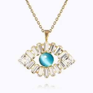 Greek Eye Statement Necklace / Crystal   Aquamarine Caroline Svedbom