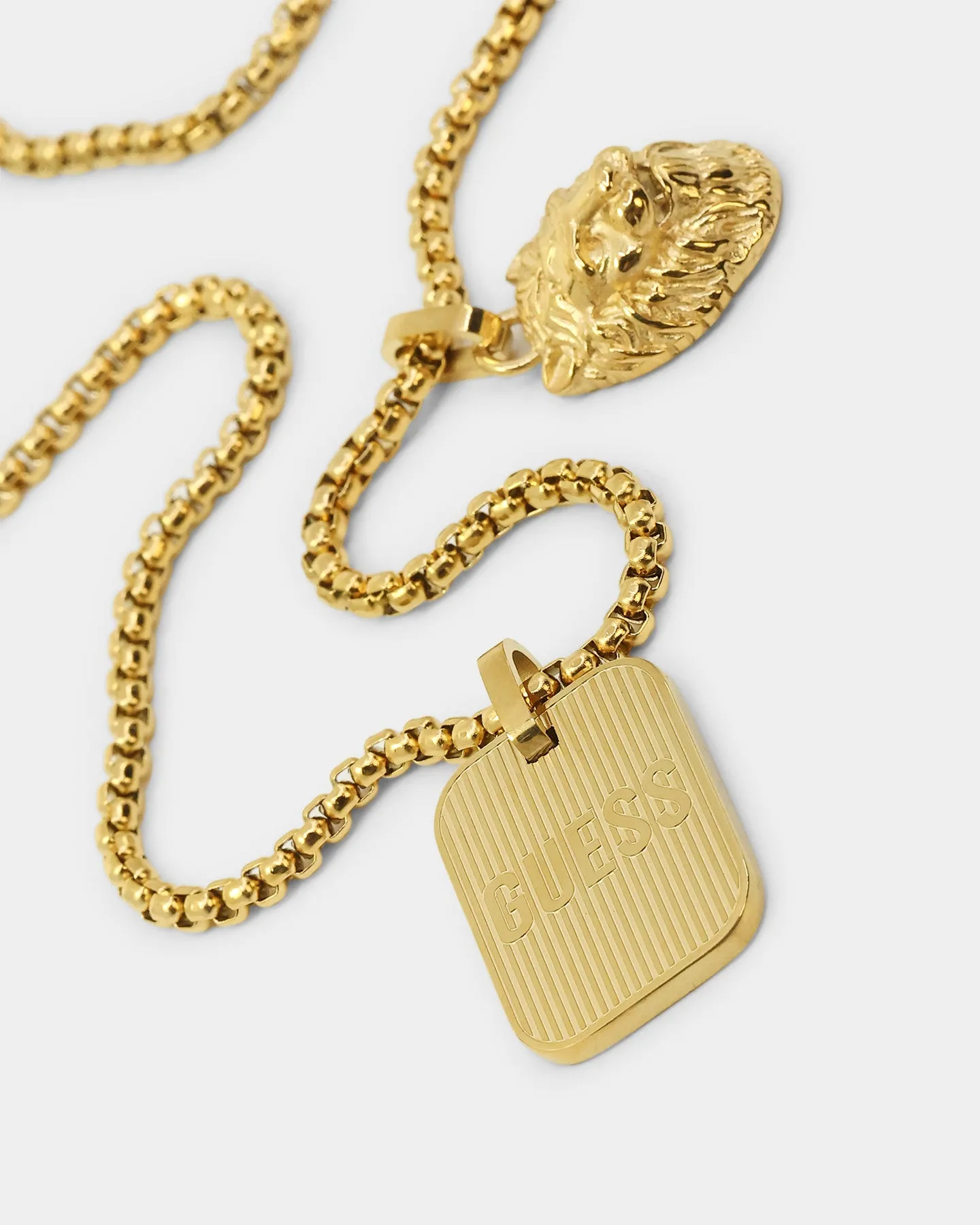 Guess Mainline 26" Guess Tag Necklace Gold