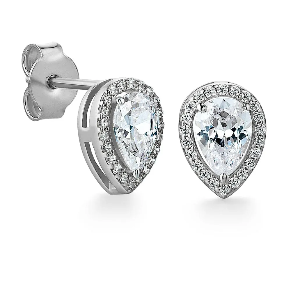 Halo Pear Cut Earrings