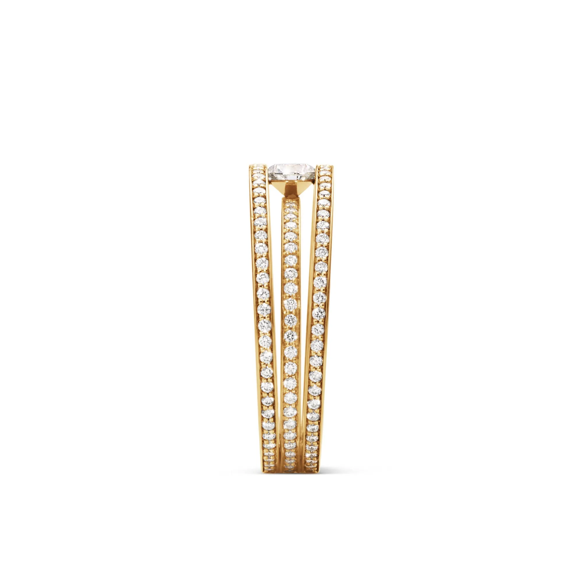 Halo Solitaire 18K Gold Ring w. Diamonds 0.58 ct