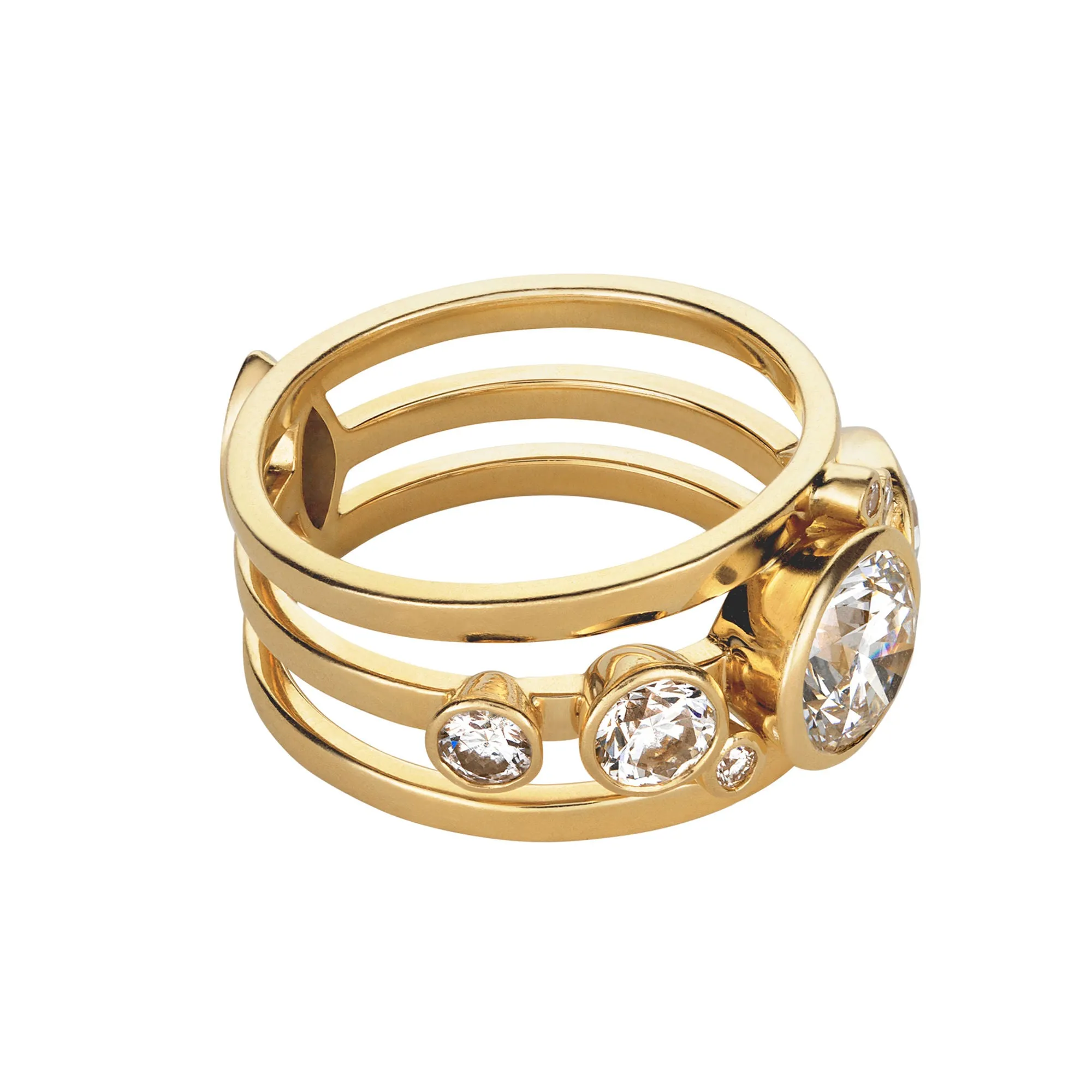 High Five 18K Gold Ring w. Diamonds