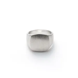 Hope Signet Brushed Silver Ring