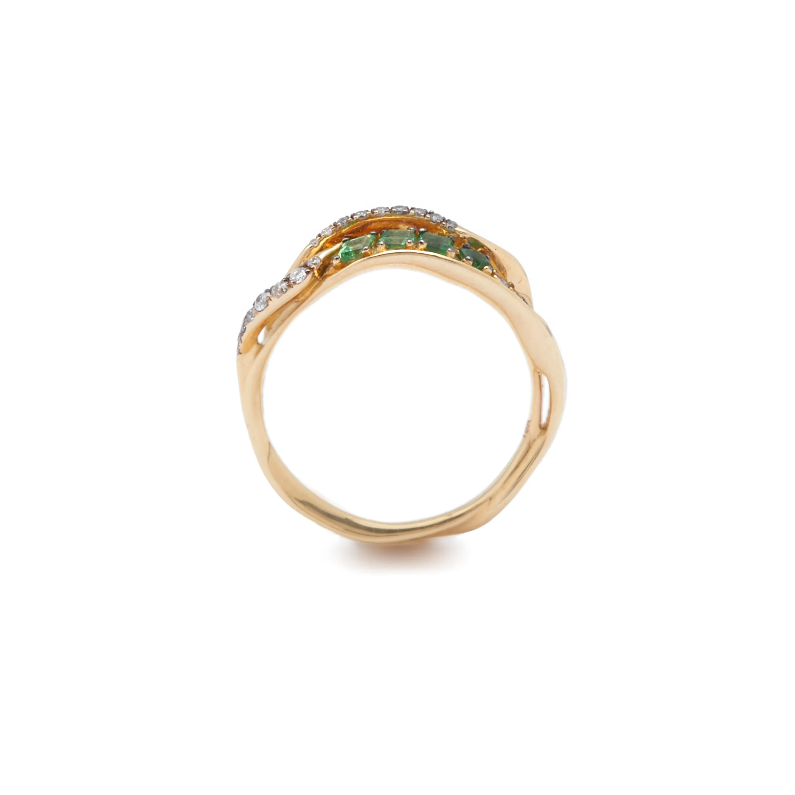 Inhale Stackable 18K Gold Ring w. Tsavorites