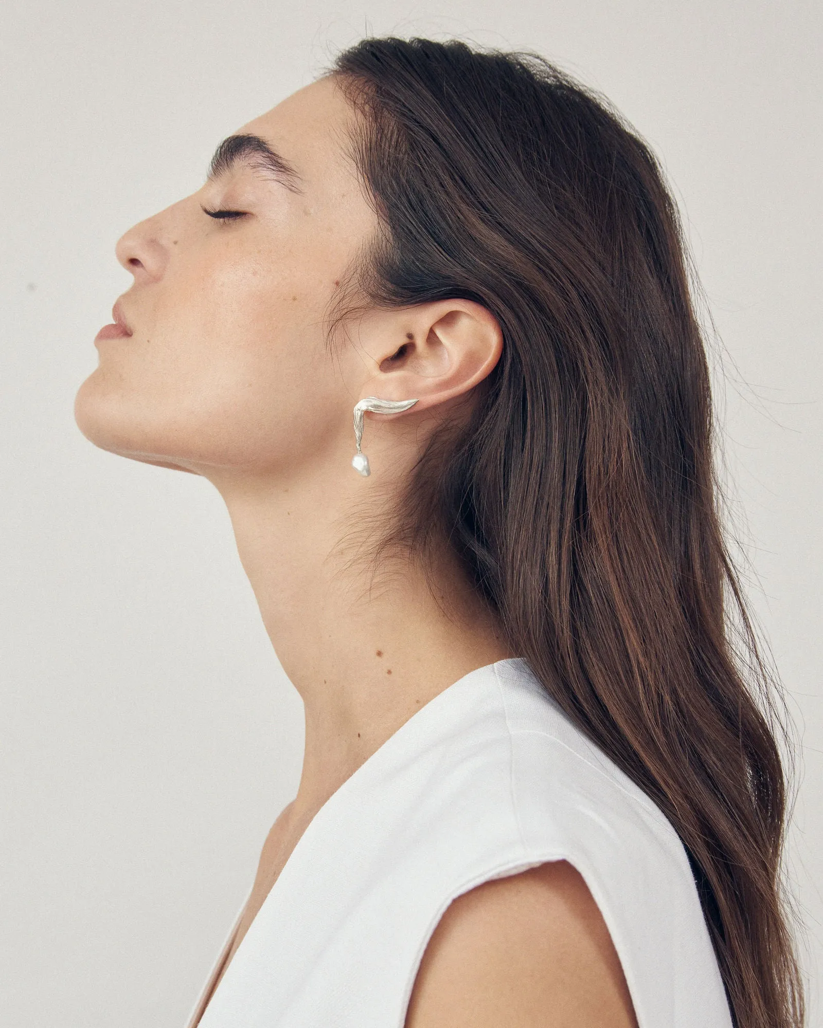 IPE  Silver Earrings w. Natural Keshi Pearls