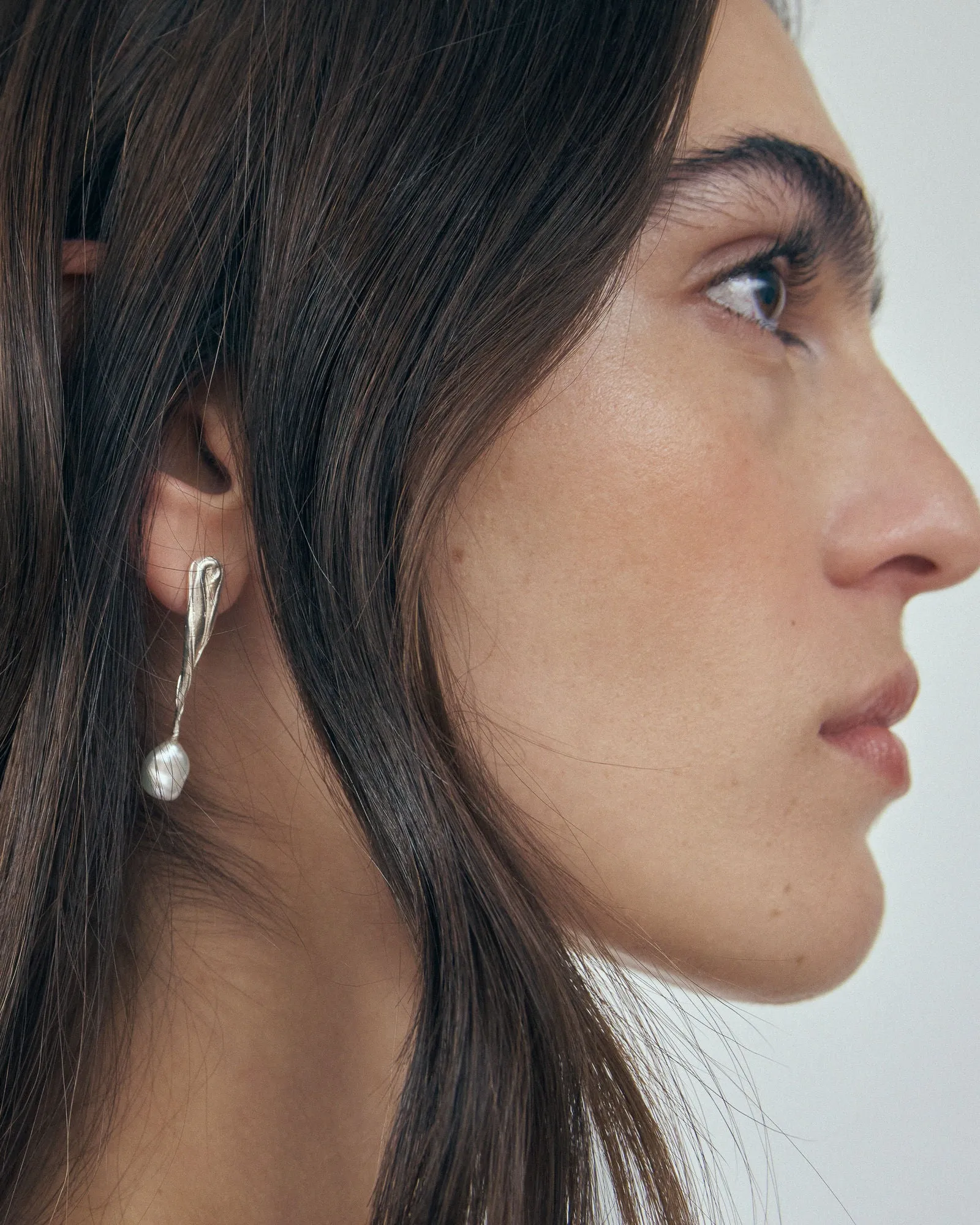 IPE  Silver Earrings w. Natural Keshi Pearls