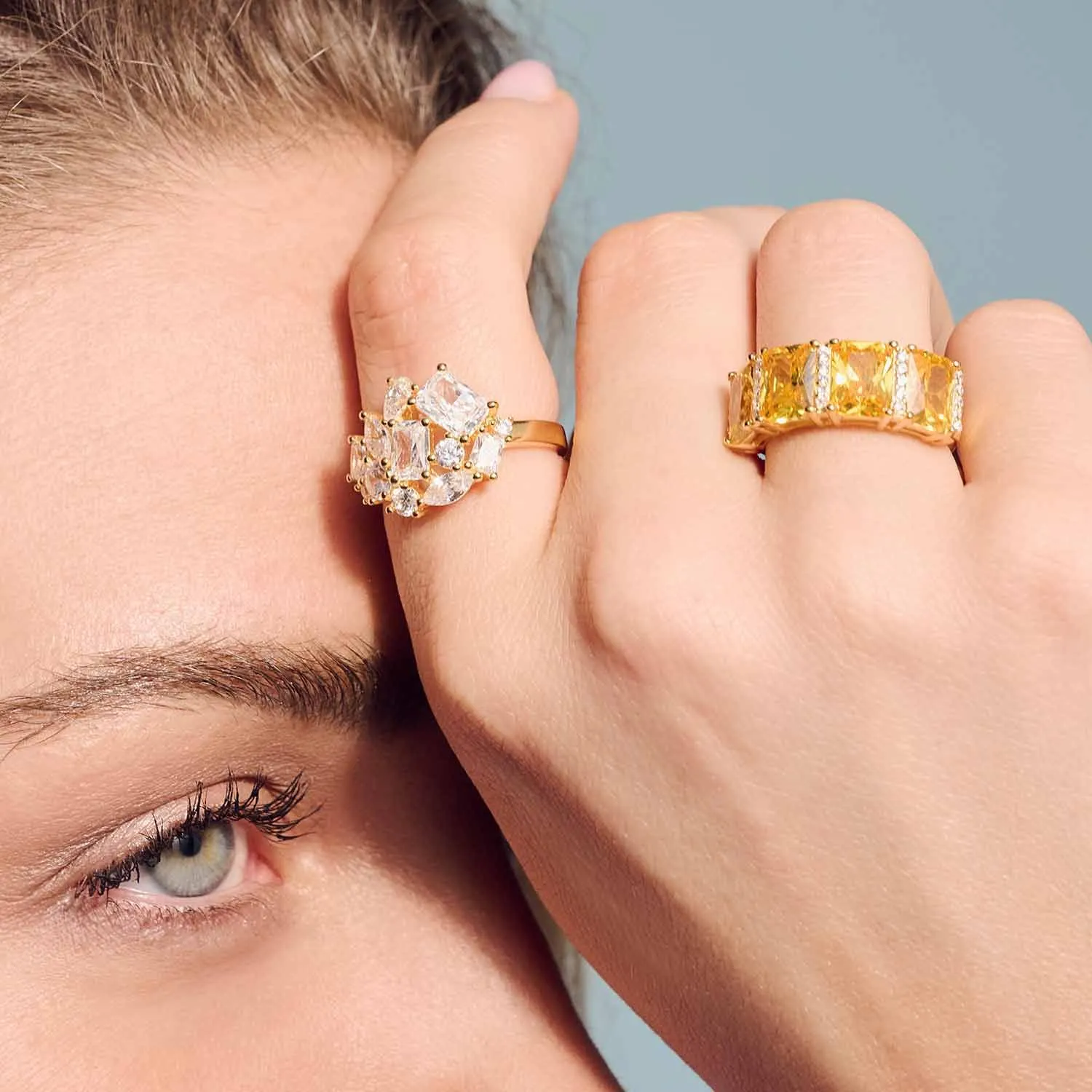 Ivrea Grande 18K Gold Plated Ring w. Zirconias