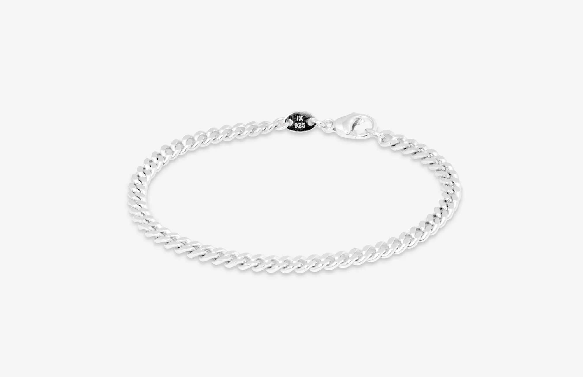 IX Curb Brushed Silver Bracelet