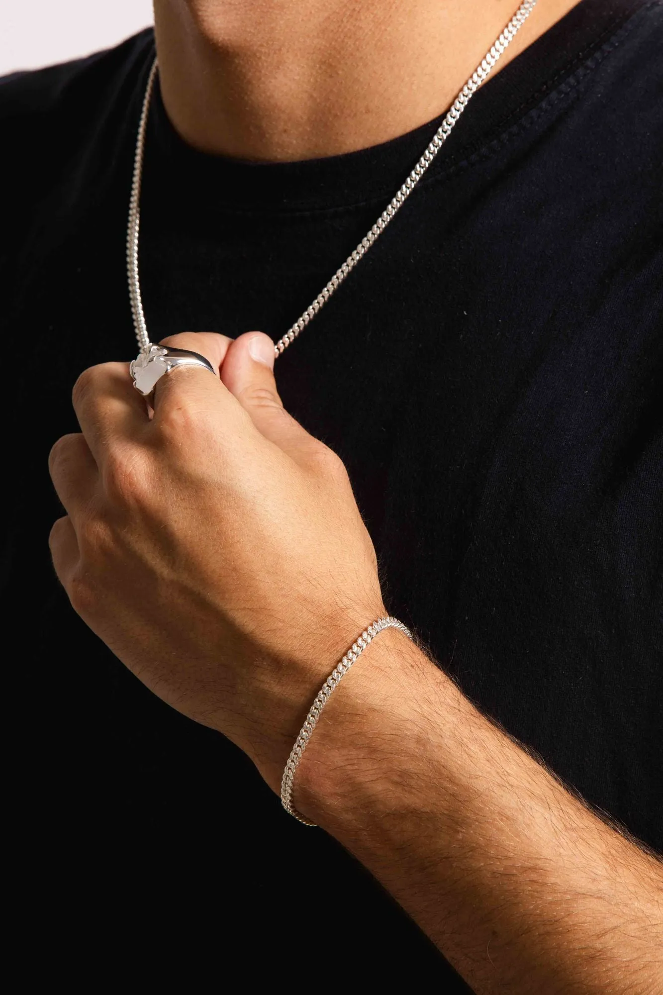 IX Curb Brushed Silver Bracelet