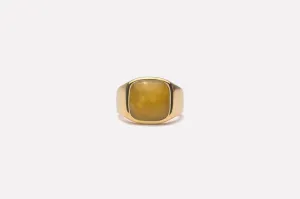 IX Cushion Signet Adventurine Gold Plated Ring
