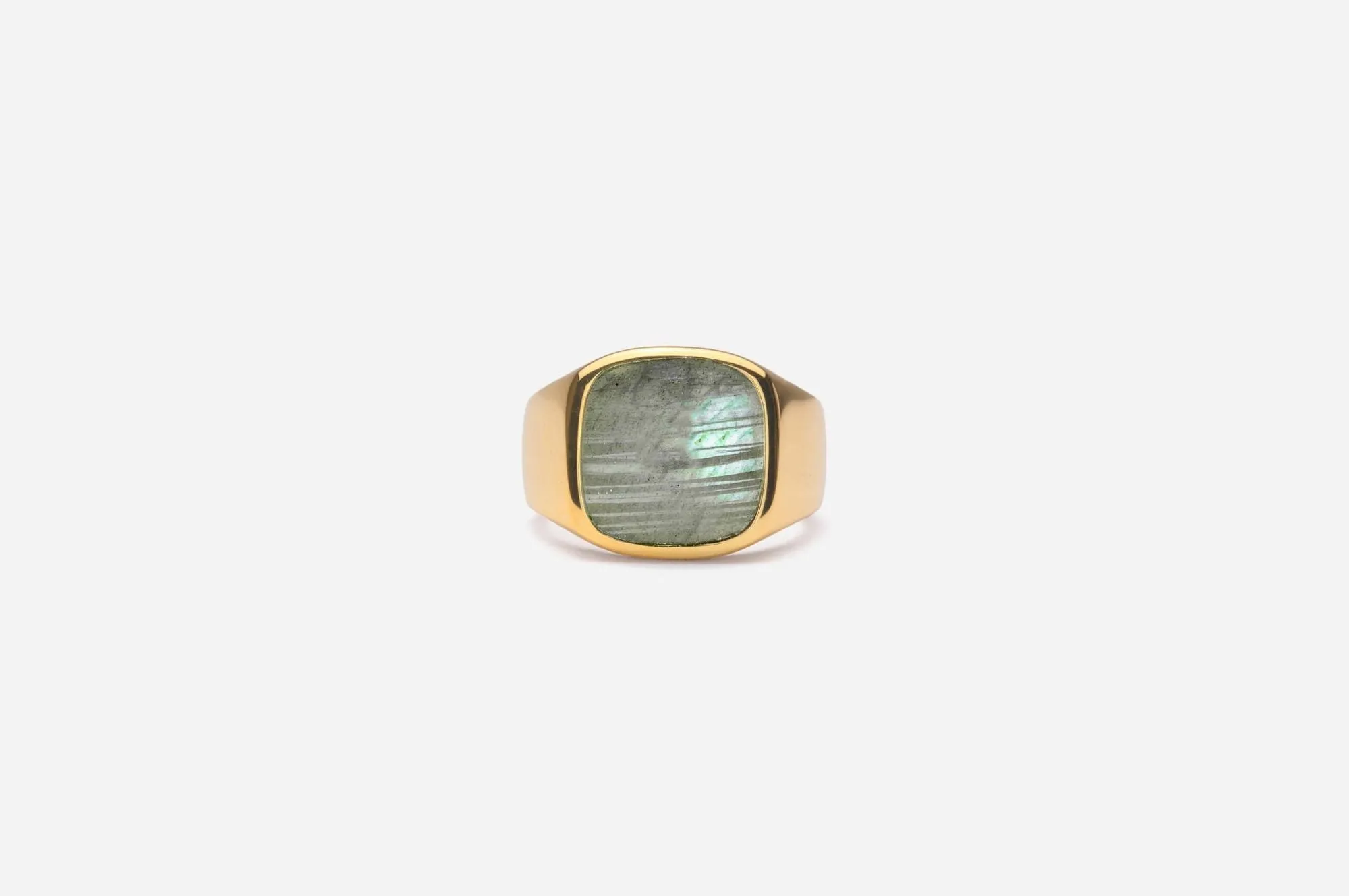 IX Cushion Signet Labradorite Gold Plated Ring