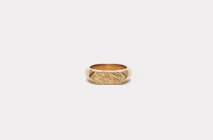 IX Mini Brushed Hexagon 14K Gold Ring