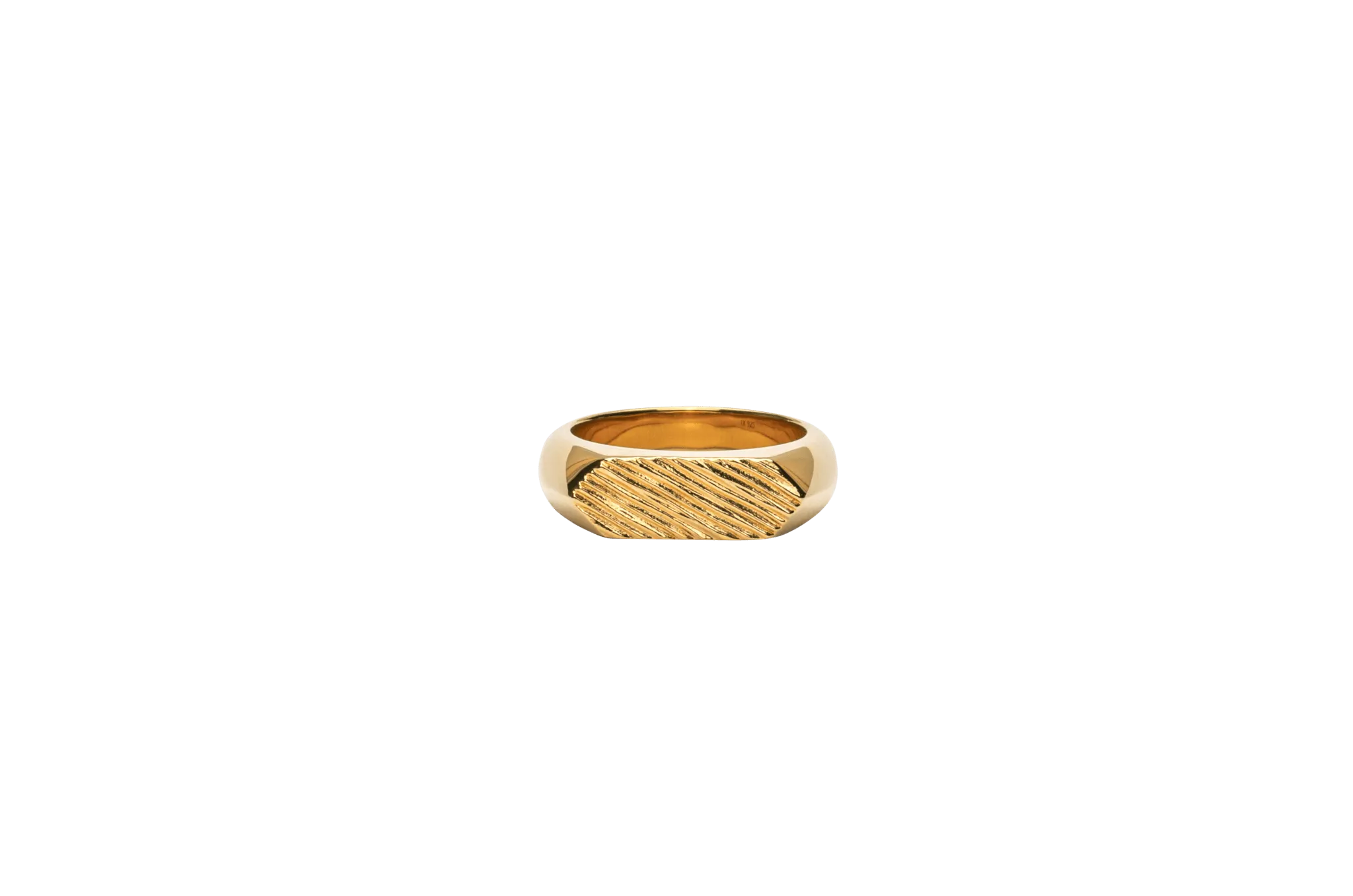 IX Mini Brushed Hexagon Gold Plated Ring