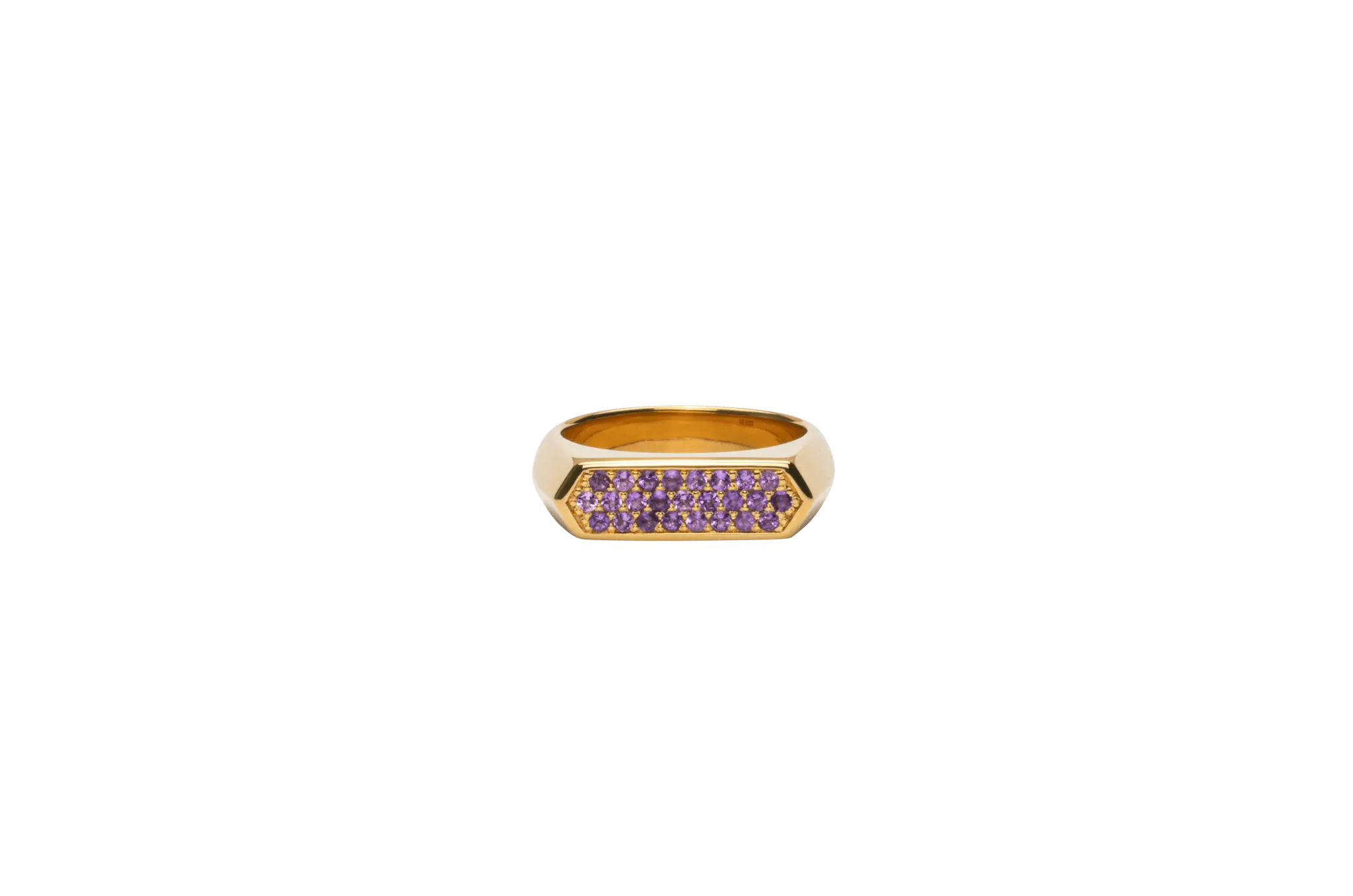 IX Mini Hexagon Purple Gold Plated Ring