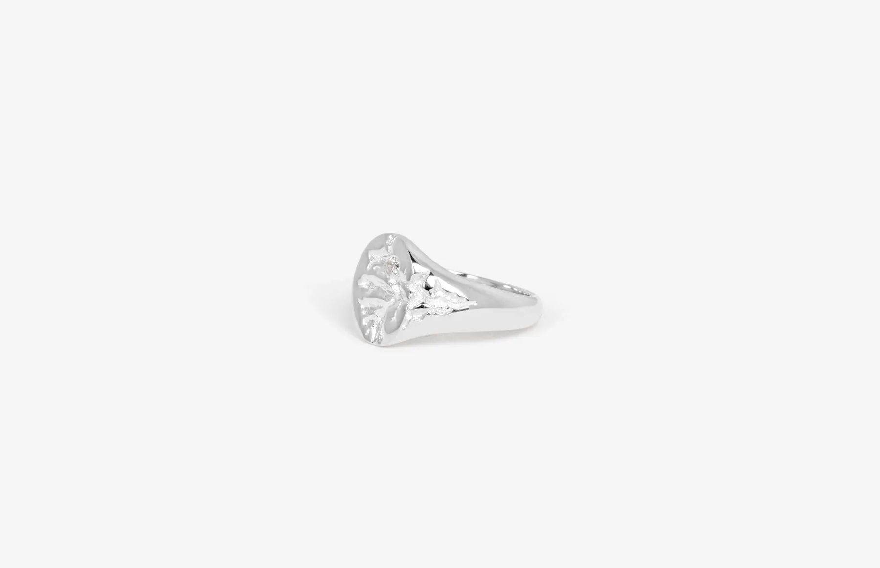 IX Mini Oval Nature Signet w. Zirconia Ring