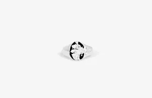 IX Mini Oval Nature Signet w. Zirconia Ring