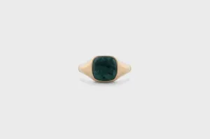 IX Ornate Marble Signet Gold Plated Ring