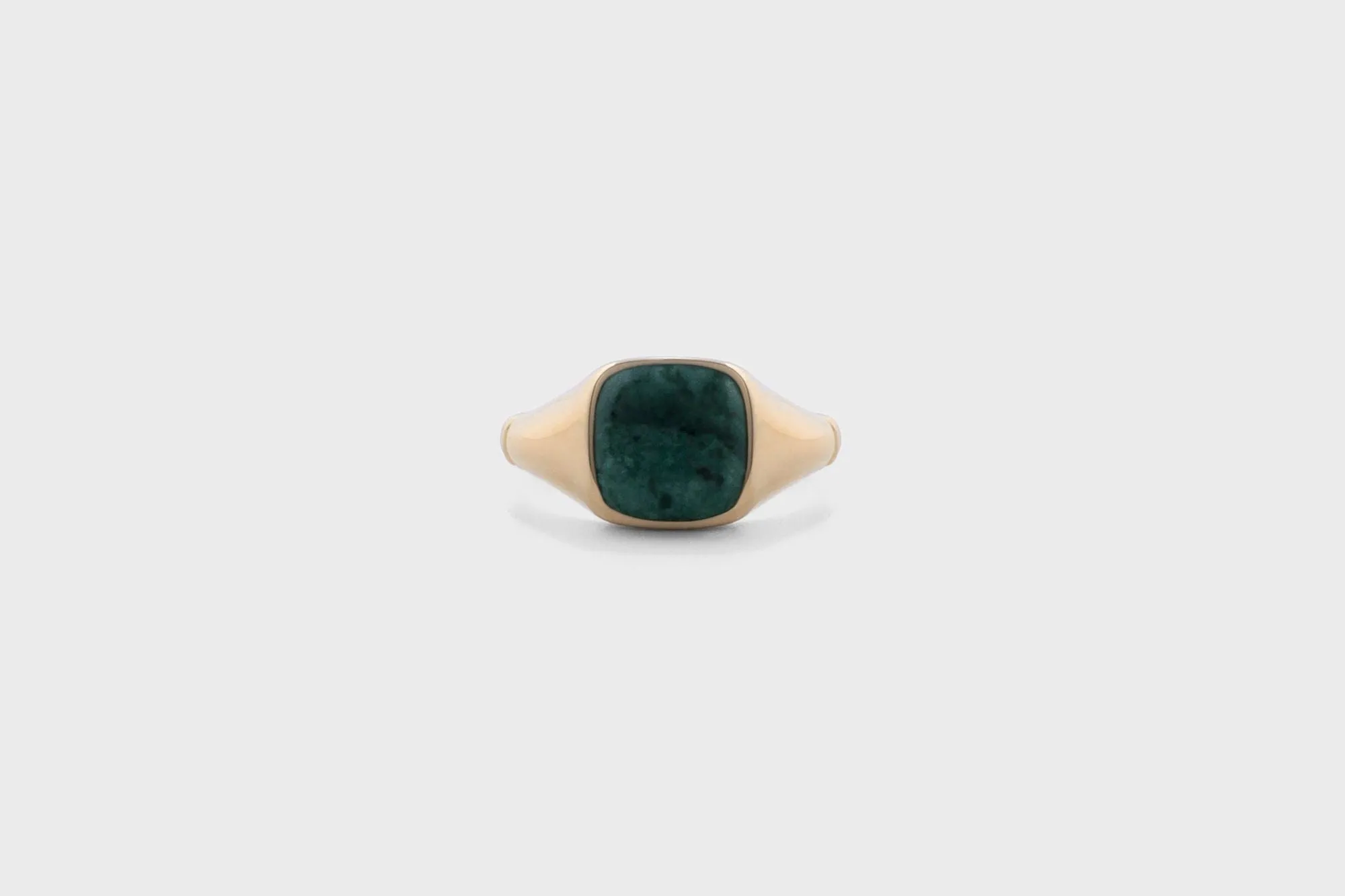 IX Ornate Marble Signet Gold Plated Ring