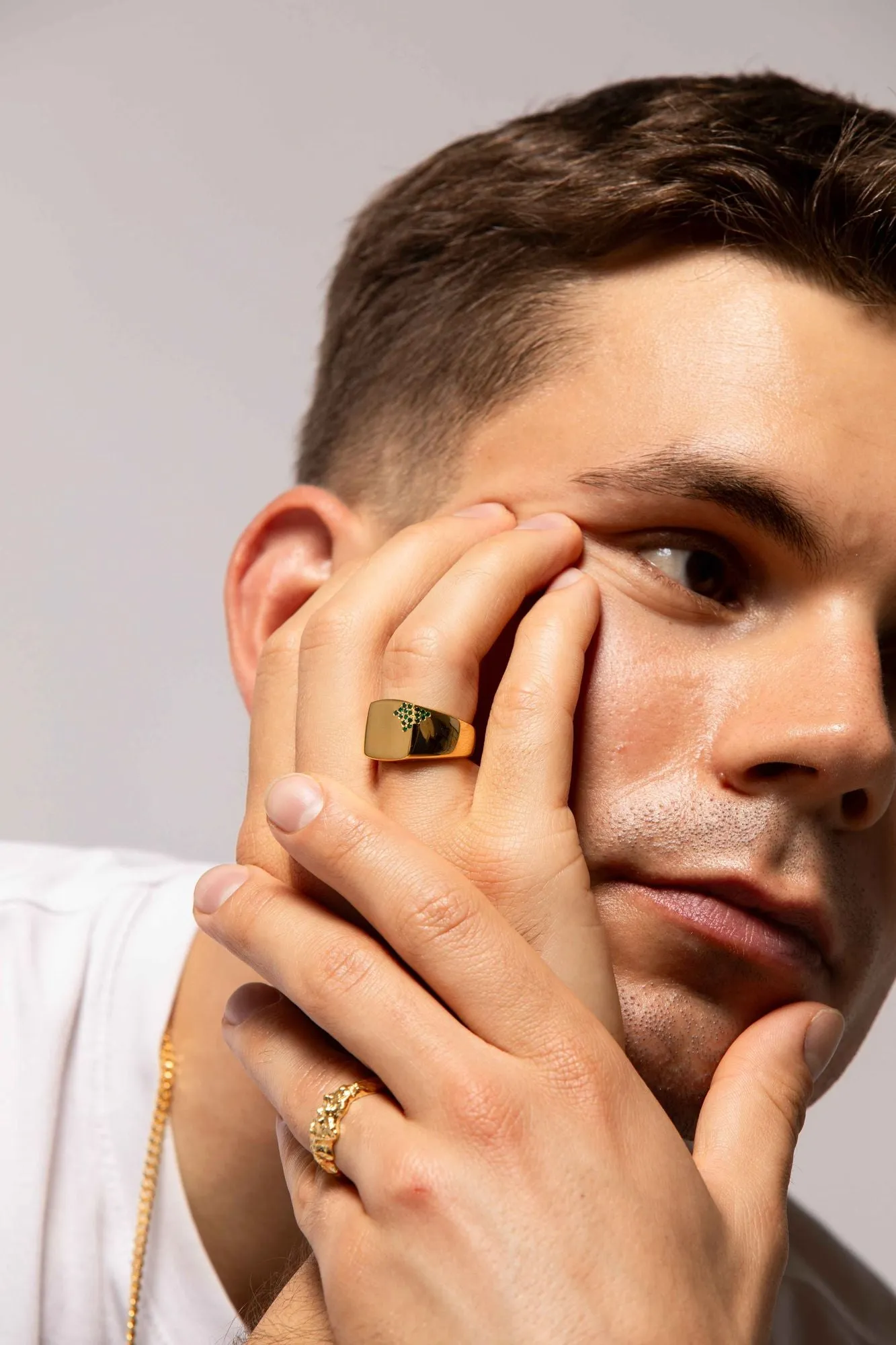 IX Otto 22K Gold Plated Ring w. Zirconia