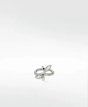 Leaf 14K Whitegold Earring w. Lab-Grown Diamonds