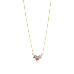 Les Nereides Blue fish and pink anemone pendant Necklace