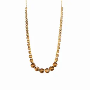 Les Nereides Golden Brown Diamantine Round Stones Long Necklace