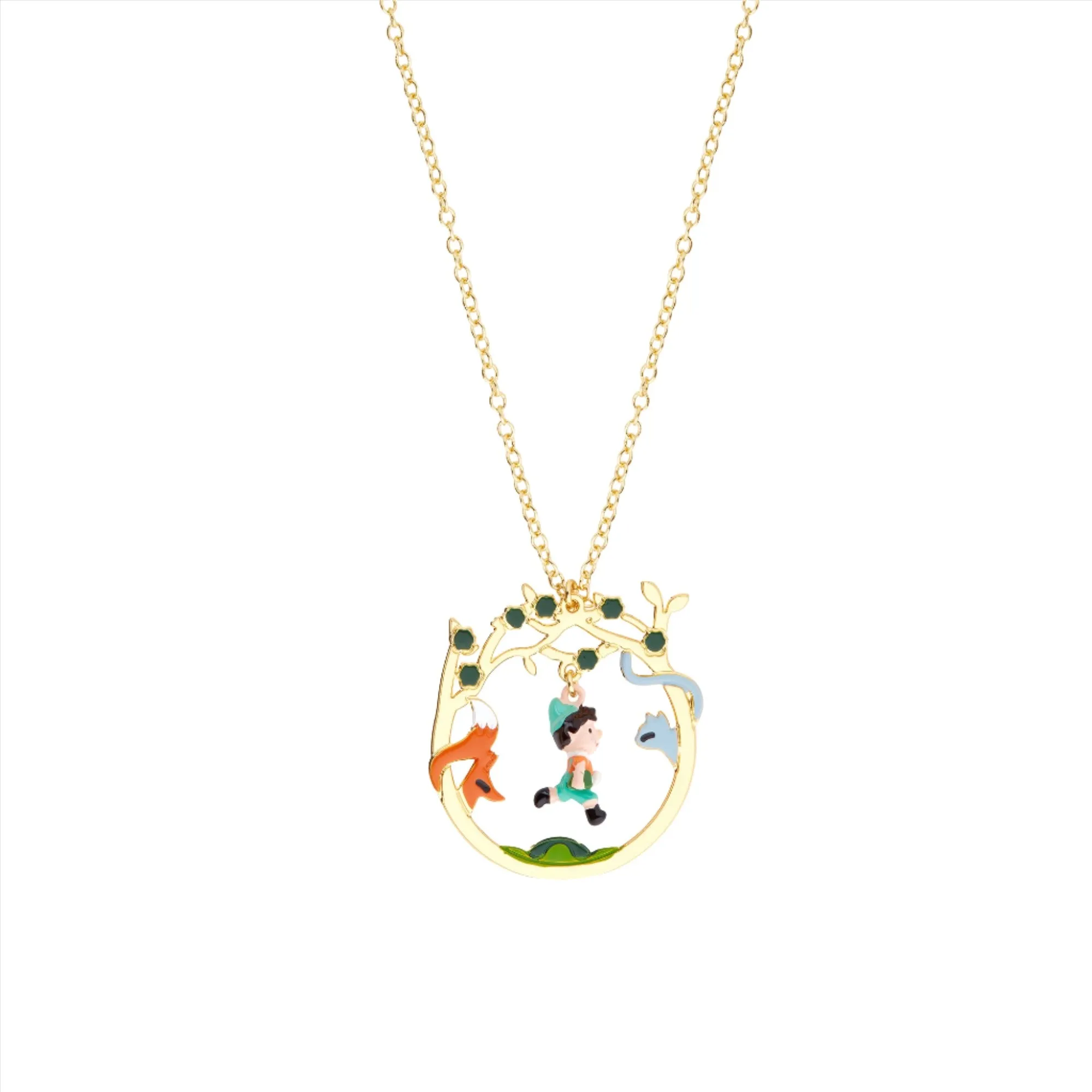 Les Nereides Pinocchio and friends in the forest Necklace