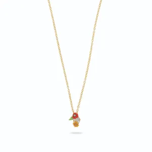 Les Nereides Wildflower and Round Stone Pendant Necklace