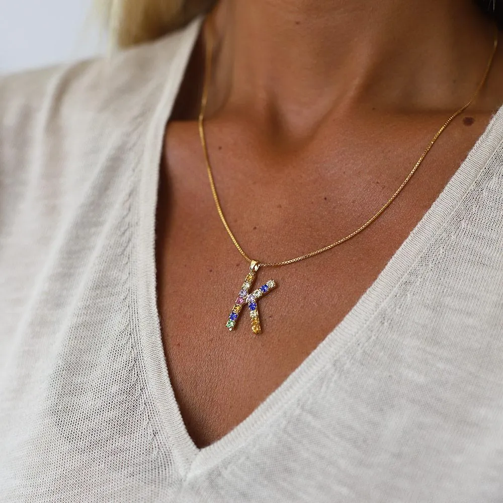 Letter Necklace K / Rainbow Combo Caroline Svedbom
