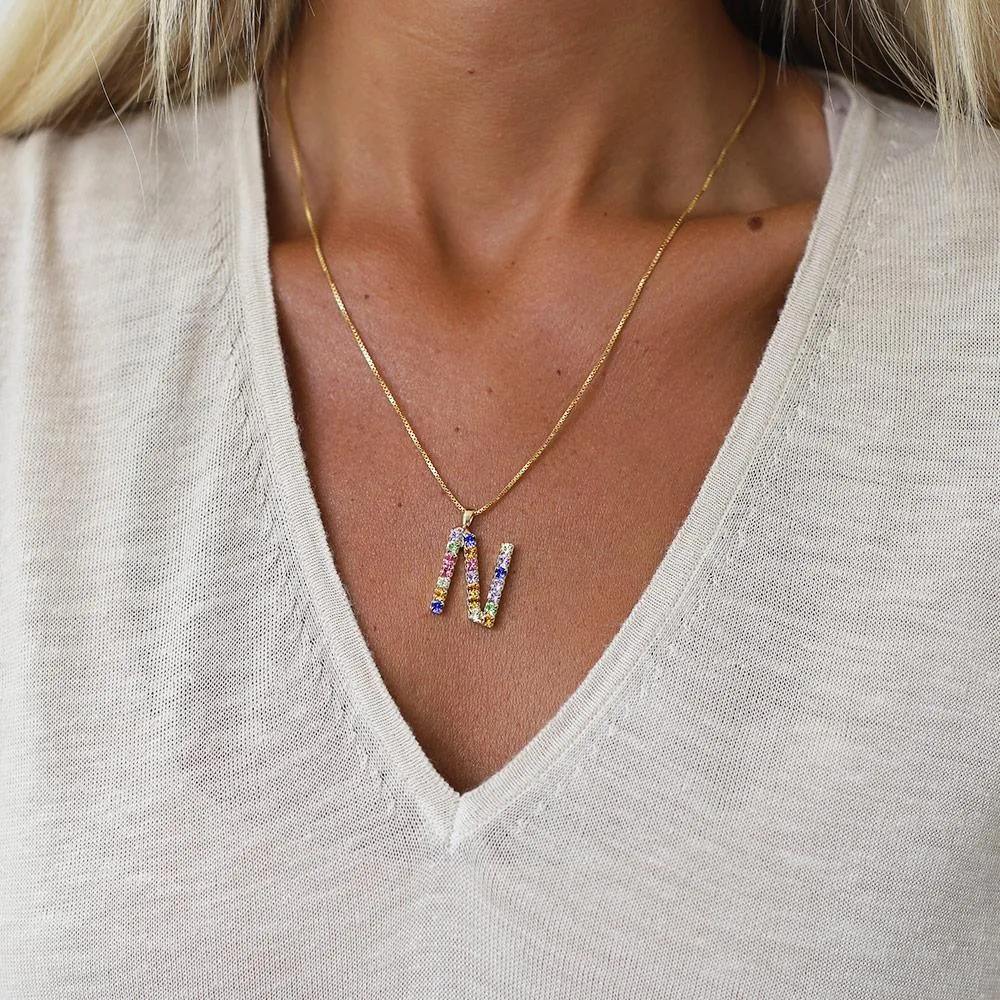 Letter Necklace N / Rainbow Combo Caroline Svedbom