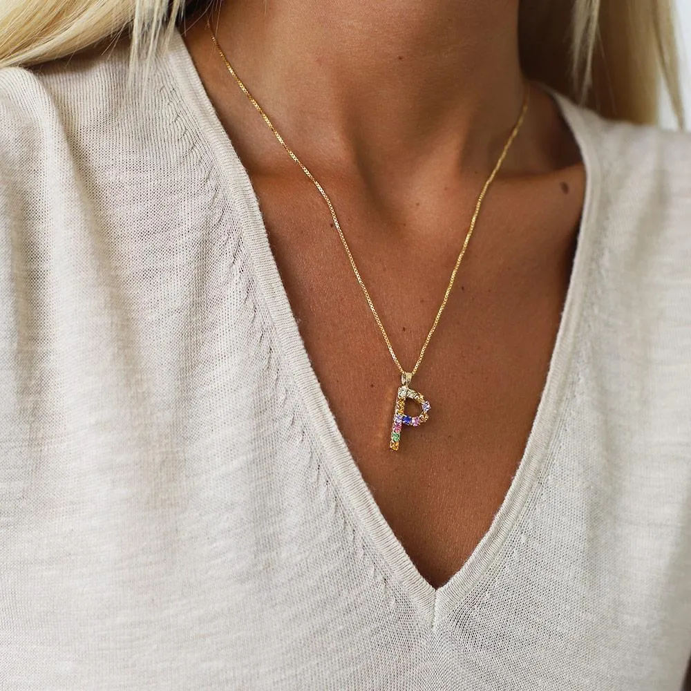 Letter Necklace P / Rainbow Combo Caroline Svedbom