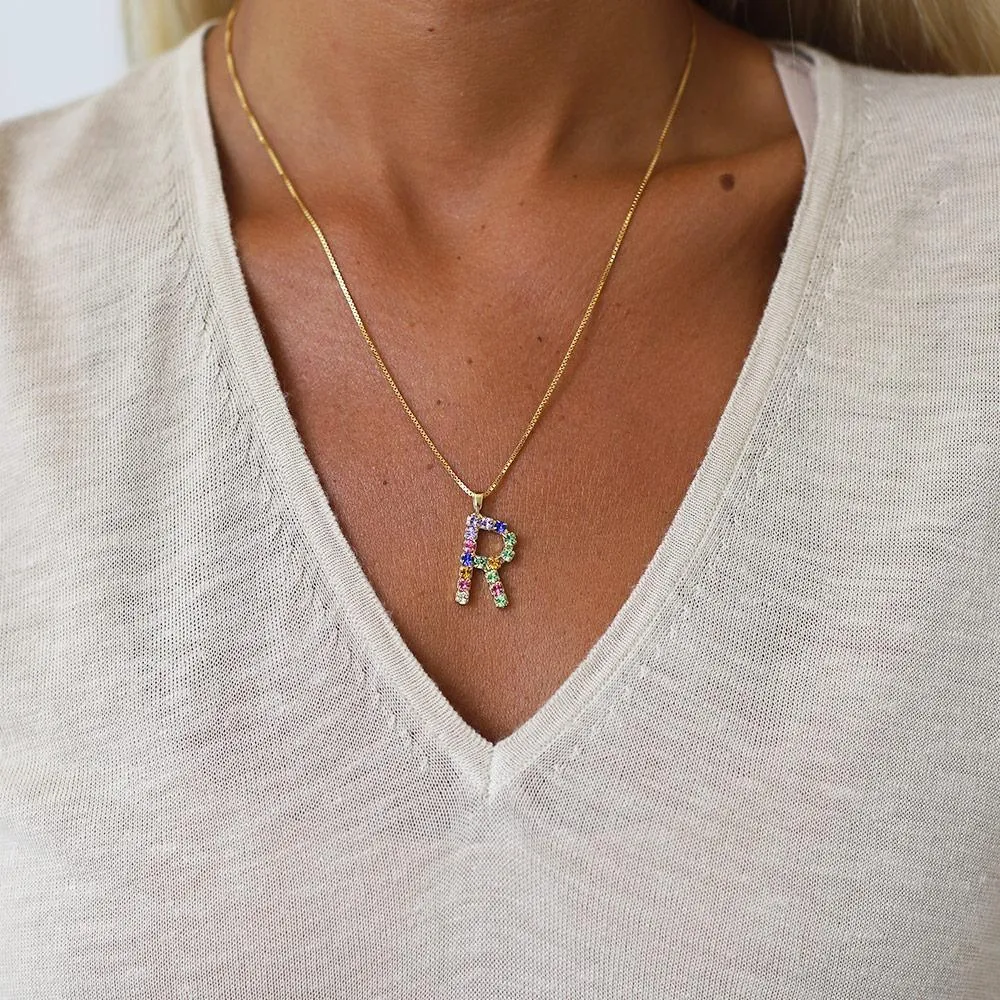 Letter Necklace R / Rainbow Combo Caroline Svedbom
