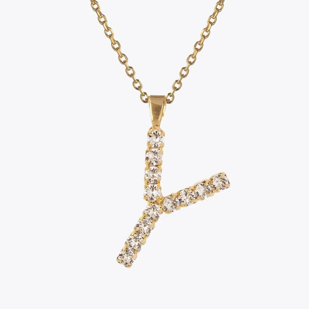 Letter Necklace Y / Crystal Caroline Svedbom