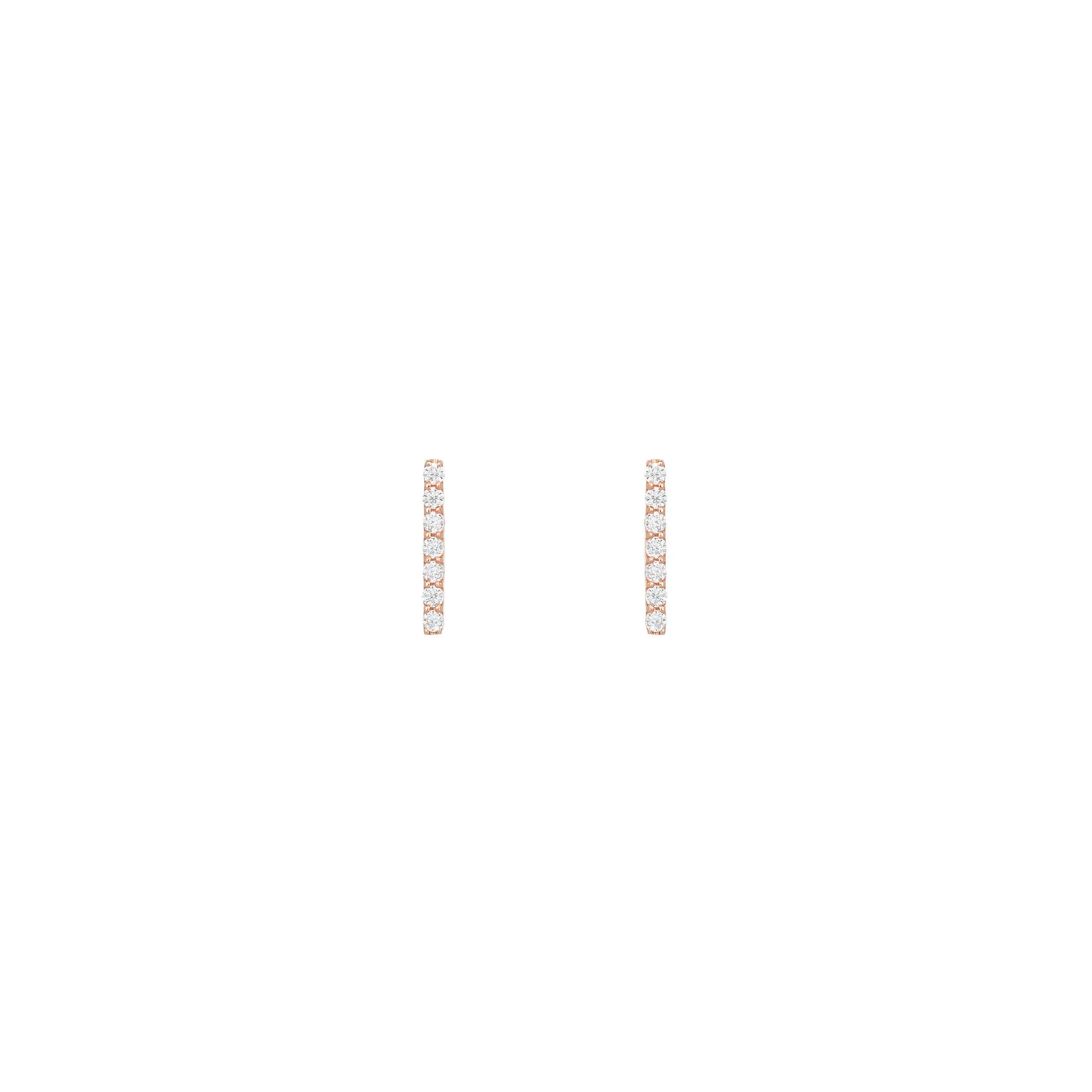 Long Bar 18K Rose Gold Stud w. Diamonds