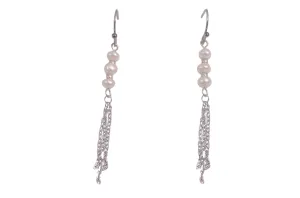 Long Pearl Earrings - MSE1055 - White