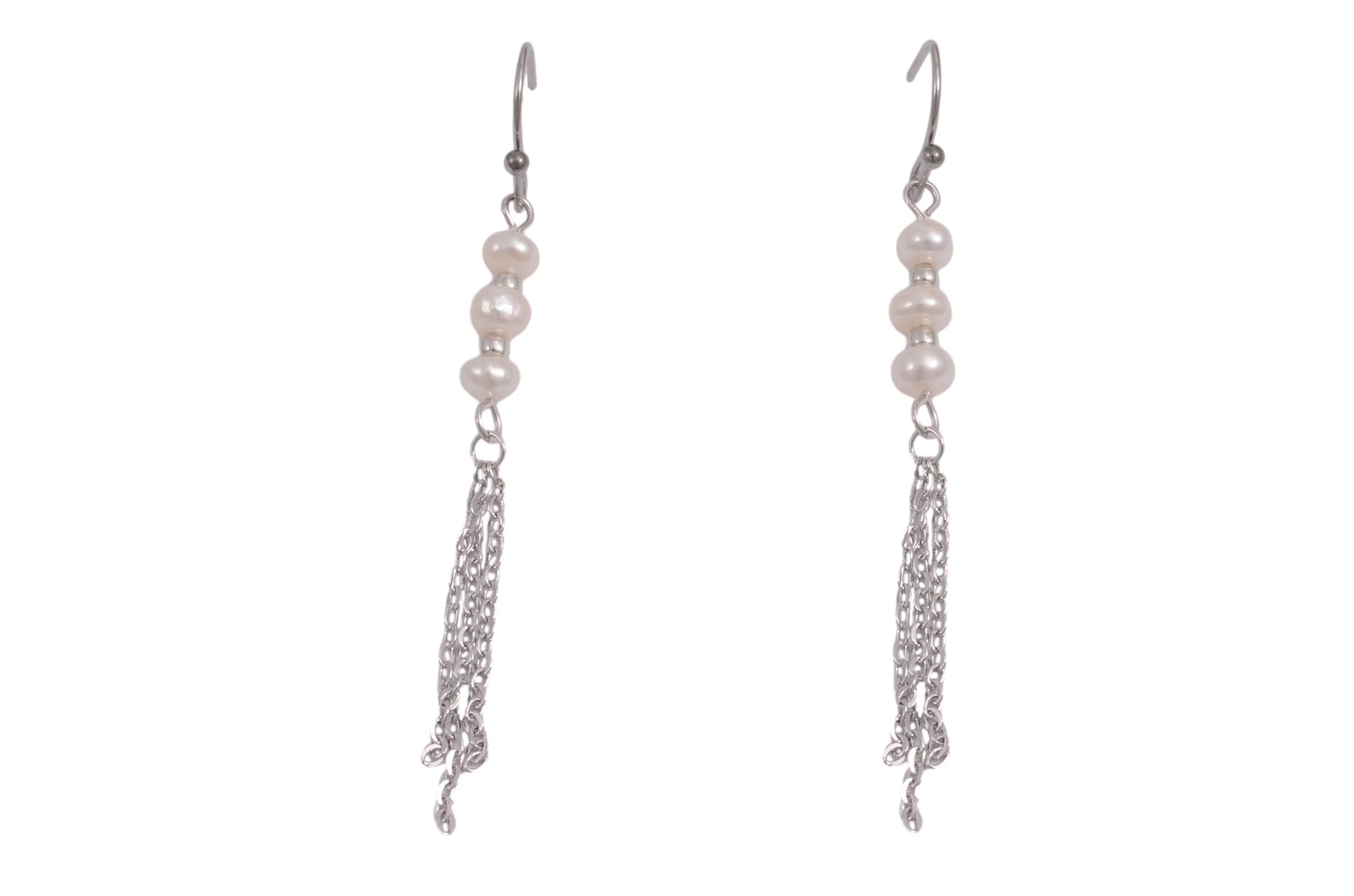 Long Pearl Earrings - MSE1055 - White