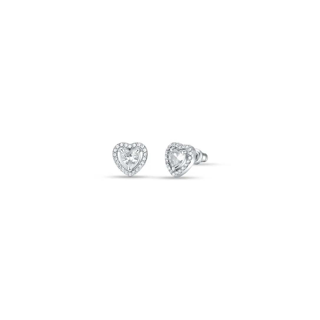Luca Barra Ladies steel earrings with white zircons