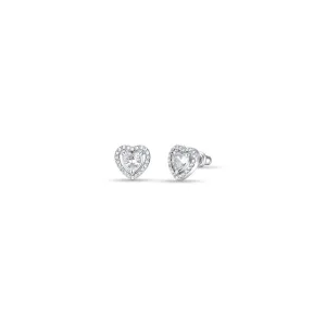 Luca Barra Ladies steel earrings with white zircons