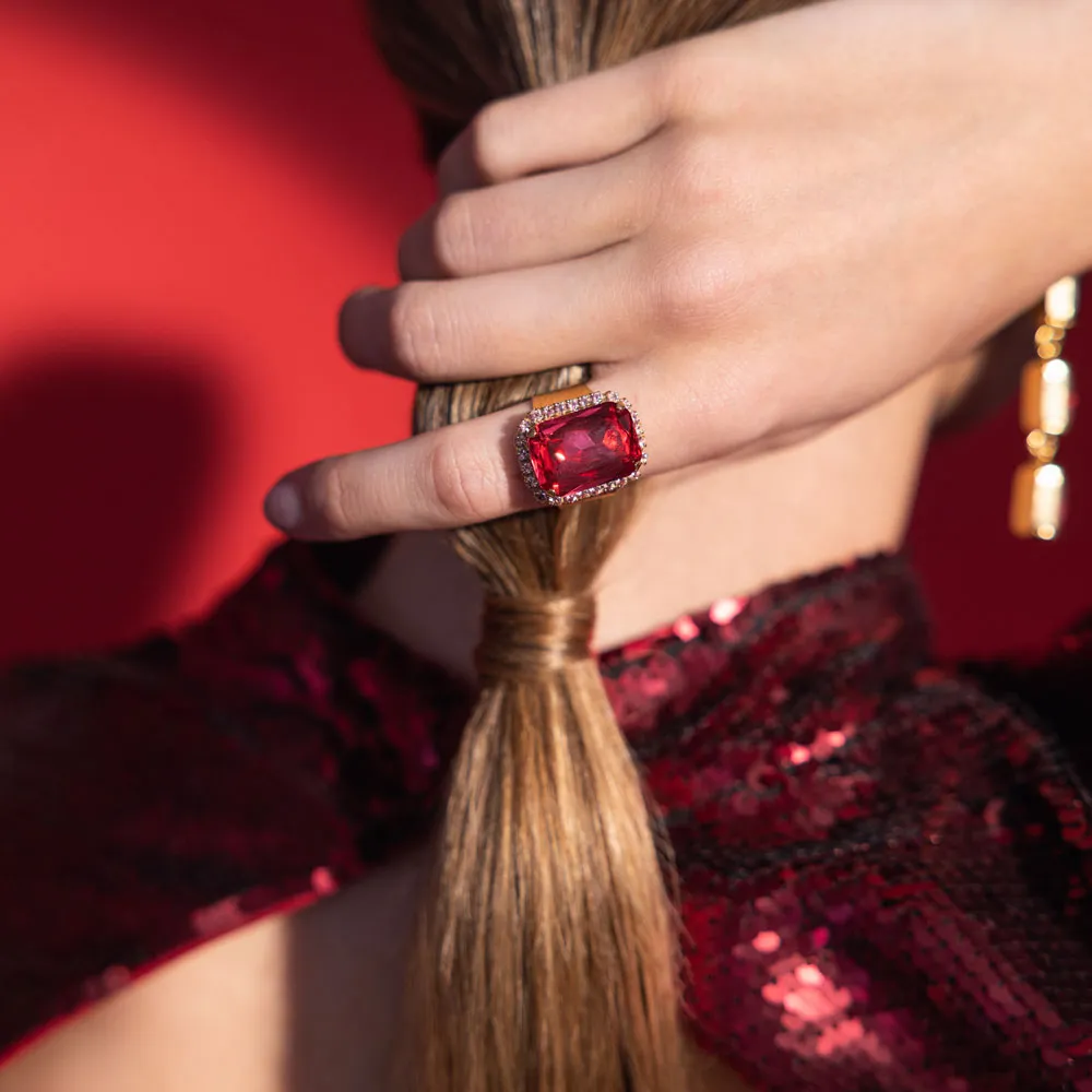 Lydia Cocktail Ring / Mulberry Red   light Rose Caroline Svedbom
