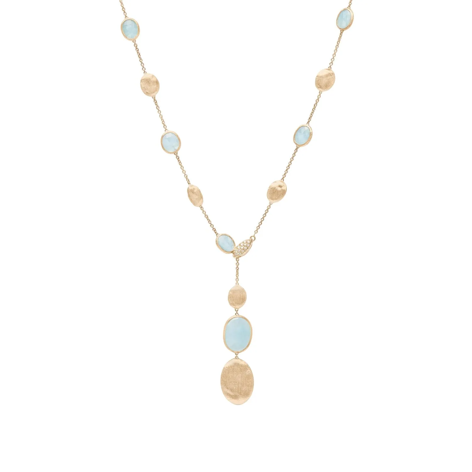 Marco Bicego Siviglia 18ct Yellow Gold Aquamarine Diamond Adjustable Lariat Necklace