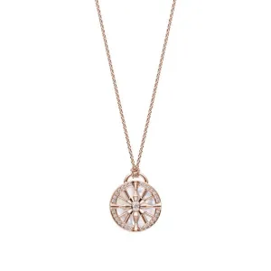Mikimoto 18ct Rose Gold Mother of Pearl 0.16ct Diamond Lucky Arrows Necklace