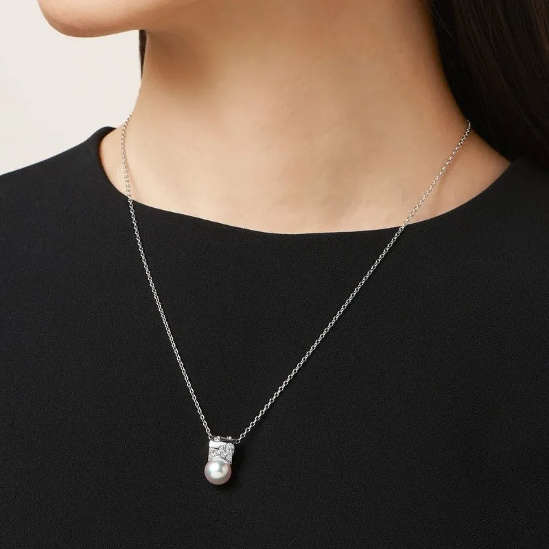Mikimoto 18ct White Gold Akoya Pearl 0.18ct Diamond Universe Elements Necklace