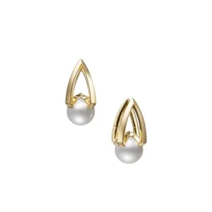 Mikimoto 18ct Yellow Gold Akoya Pearl 0.60ct Diamond  V Code Earrings