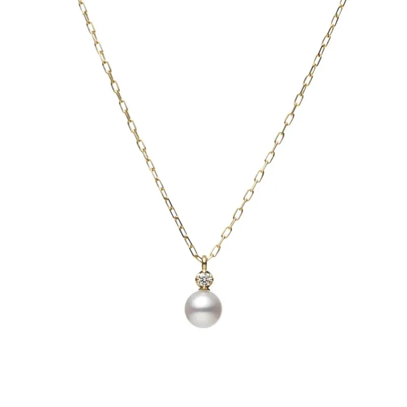 Mikimoto 18ct Yellow Gold Akoya Pearl and Diamond Necklace