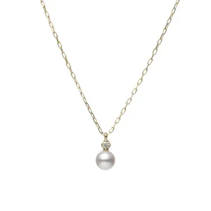 Mikimoto 18ct Yellow Gold Akoya Pearl and Diamond Necklace