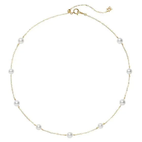 Mikimoto 18ct Yellow Gold White Akoya Pearl Necklace