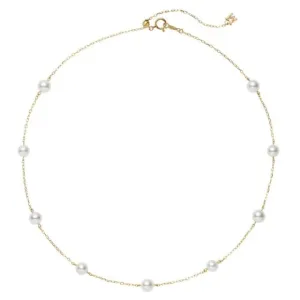 Mikimoto 18ct Yellow Gold White Akoya Pearl Necklace