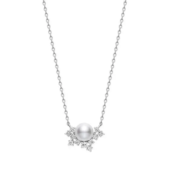 Mikimoto Classic Elegance 18ct White Gold Akoya Pearl Diamond Necklace