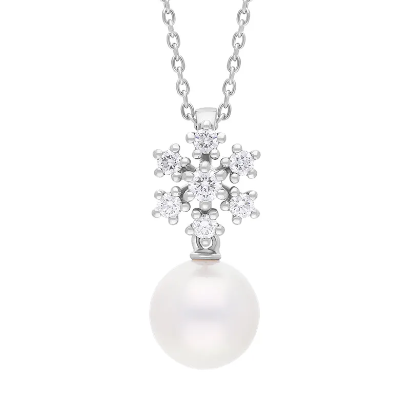 Mikimoto Classic Elegance 18ct White Gold Akoya Pearl Diamond Necklace